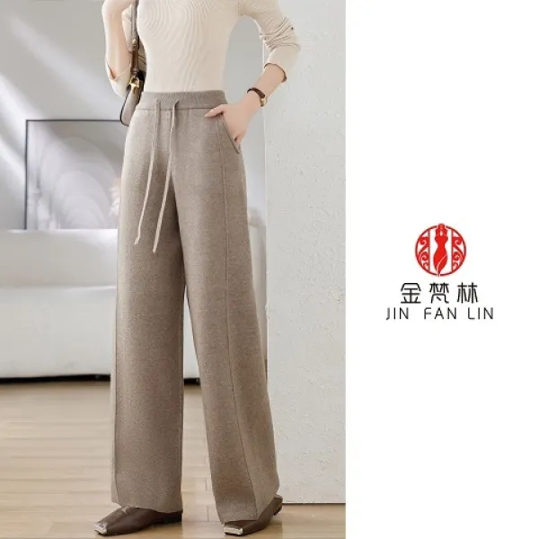 【A510羊毛直筒裤】侧边秋冬新款显廋阔腿裤高腰复古中年妈妈装