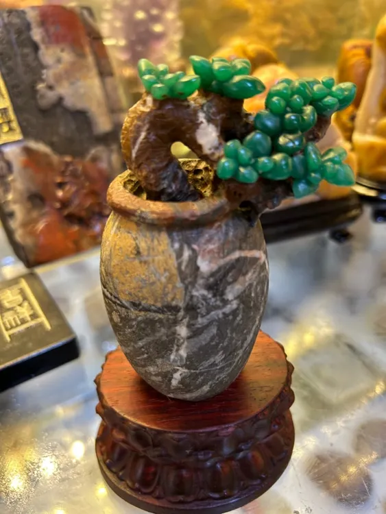 雅安绿多肉摆件，案头小摆件文玩手把件