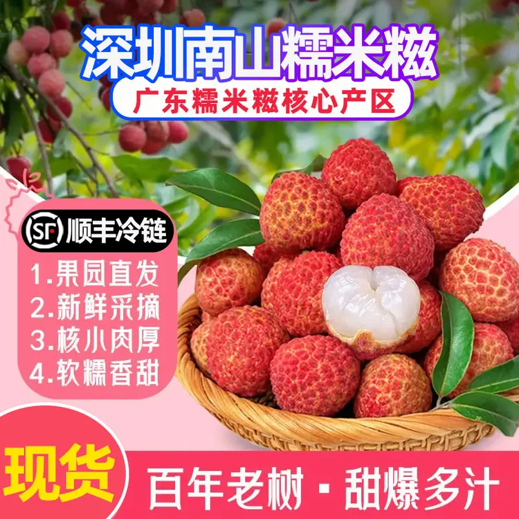 顺丰包邮2 正宗深圳南山糯米糍荔枝挂绿当季新鲜水果王仙进奉桂味