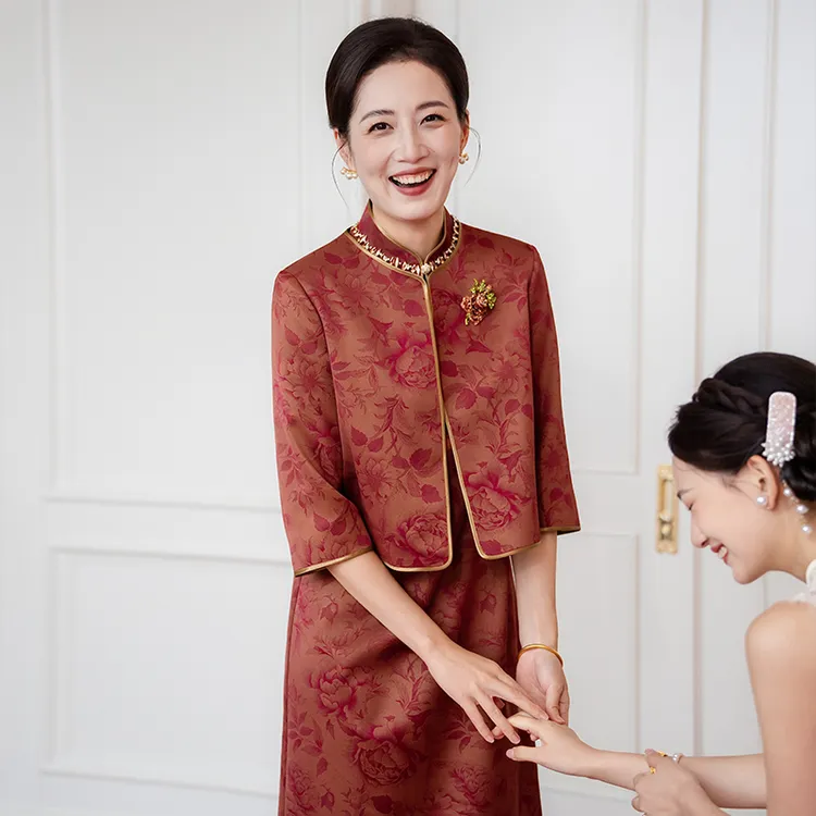 十月份结婚喜婆婆喜妈妈婚宴装2025新款秋装婚礼服装两件套礼服女