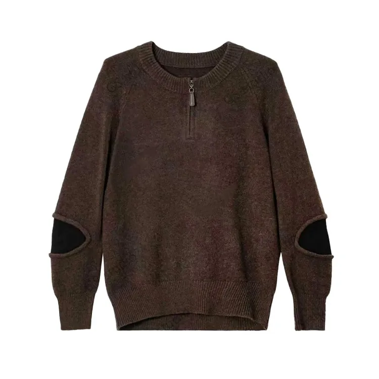 时尚圆领气质撞色高级感针织衫秋冬新款洋气百搭毛衣宽松显瘦上衣