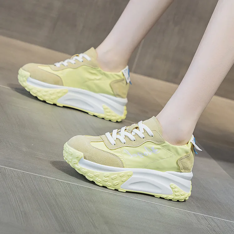 厚底内增高老爹鞋2025夏季季新款休闲鞋女透气时尚百搭小个子女鞋