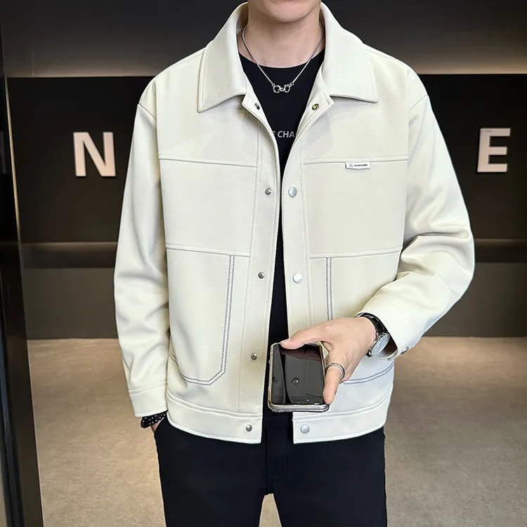 YL不变形 自带高级感男秋季新品翻领上衣夹克外套明线设计款潮流