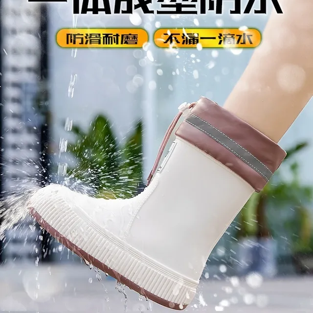 雨鞋女款2025新款日系中筒加绒雨靴防水套鞋水鞋水靴女士防滑胶鞋
