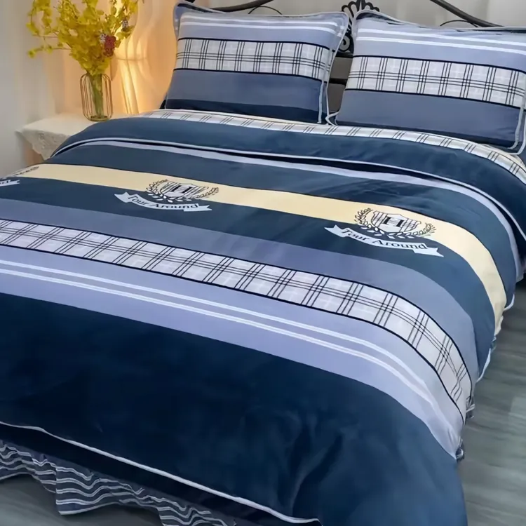 冬季加厚牛奶绒四件套珊瑚绒2025新款双面法兰绒床上用品被套床裙