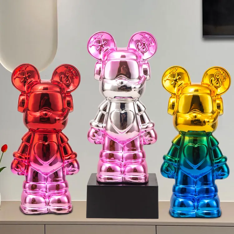 50CM电镀陶瓷暴力熊大号摆件轻奢装饰高级客厅电视柜家居乔迁送礼