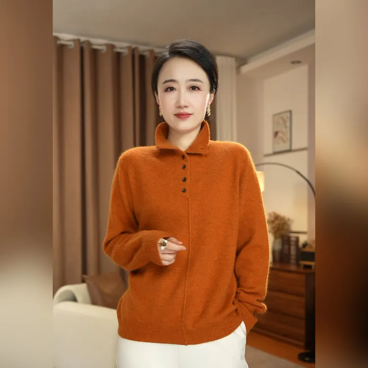 浣熊绒山羊绒衫百变高领遮肉显瘦加厚针织衫中大码女装穿到200斤