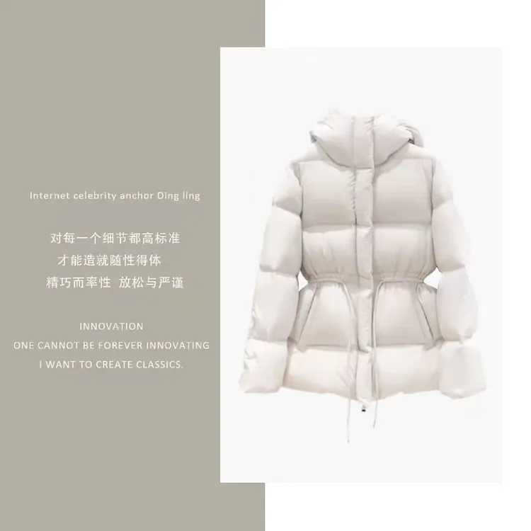 巴黎走秀款！韩系收腰高级时尚连帽羽绒服女Q801