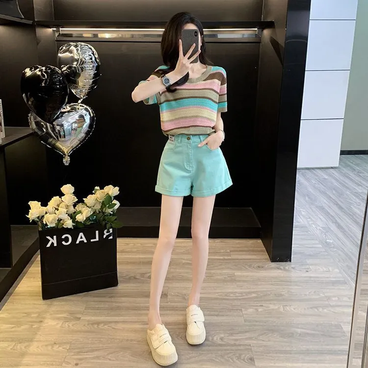 【新中式服装甄选】复古港风时尚休闲套装女2025夏季新款条纹针织