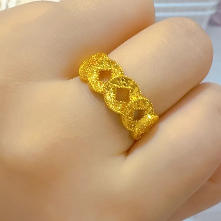 铜合金戒指 时尚简约开口可调节金色戒指12