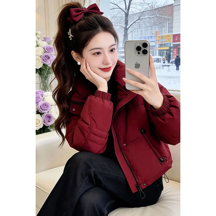 兹伊翰【恭贺新禧】2026冬季新款韩系百搭简约红色棉服保暖时尚棉衣
