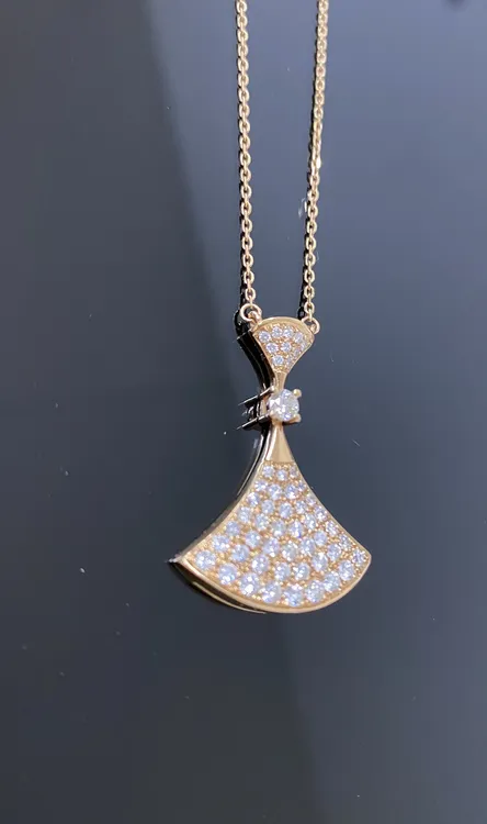 18k金钻石套链 上下满钻大裙时尚百搭