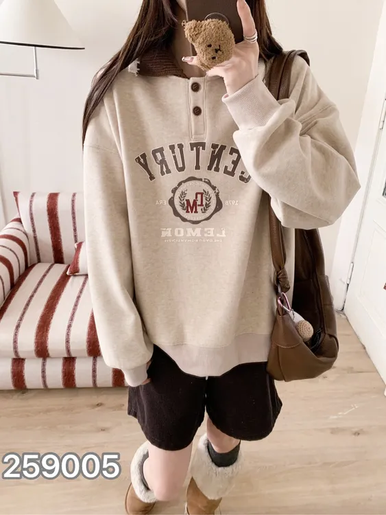 孕妇加绒卫衣翻领常规款不起球卫衣百搭针织休闲加绒上衣