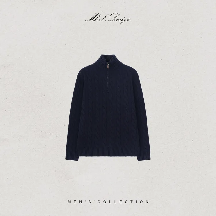 MBNL-F「6-Pin」秦磊男装510g100绵羊毛高弹扭麻花针织衫LL-WSY1261