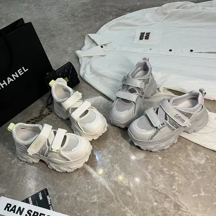 52360时尚休闲鞋运动鞋夏季女鞋凉鞋透气单网镂空厚底老爹鞋百搭