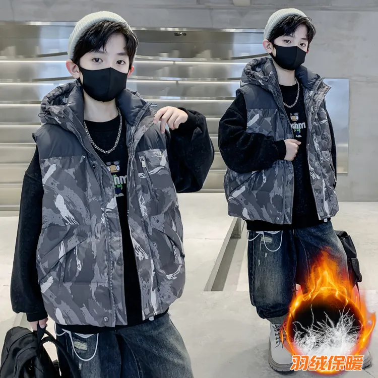 儿童羽绒冬装棉马甲2026新款男童秋冬款男孩冬季外穿加厚保暖马夹