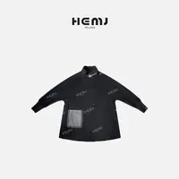 HEMJ 和梦洁黑色立领挺阔羊毛宽松老钱风呢子外套 MC1D4369