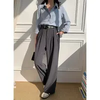 Moses Queen/魔西女王设计感垂感直筒西装裤女韩版百搭宽松拖地裤