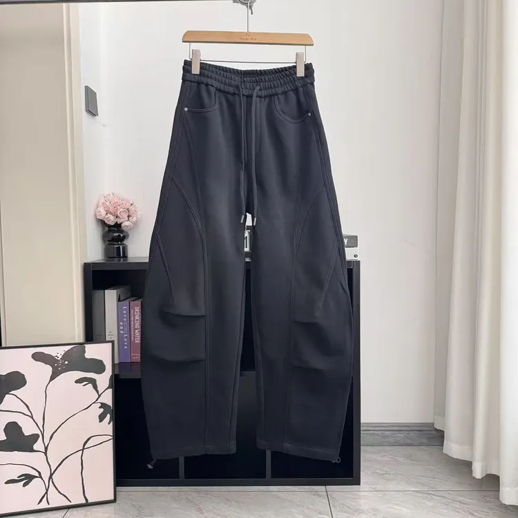 冬季男士松紧带褶皱直筒通勤风卫裤长裤休闲裤微弹弯刀裤115Z