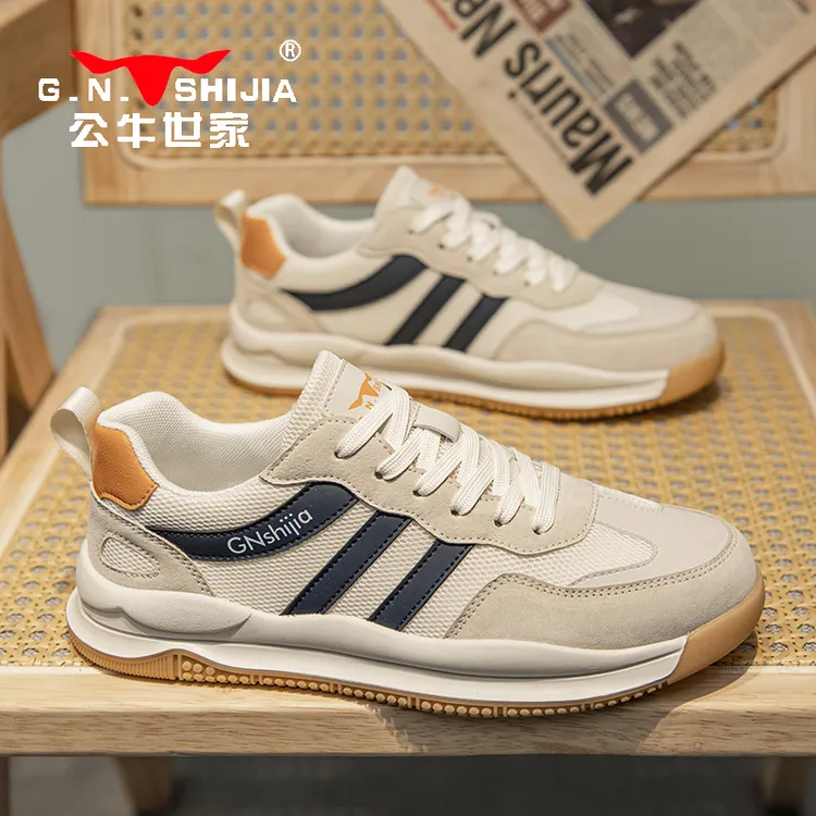 公牛世家休闲时尚百搭男士夏季透气板鞋个性网面跑步运动户外男鞋