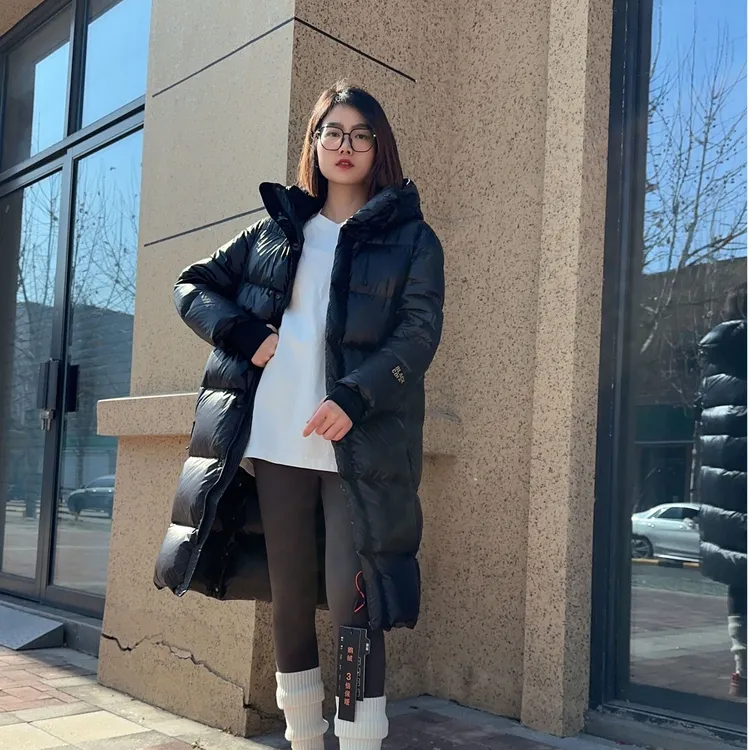 时尚休闲韩版加厚保暖连帽中长款石墨烯3.0升级版过膝鹅绒服8816