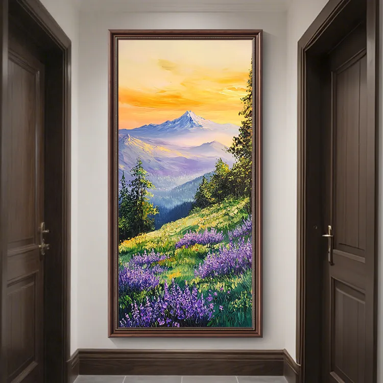 《紫英漫野》美式玄关装饰画进门入户山水挂画过道走廊风景壁画