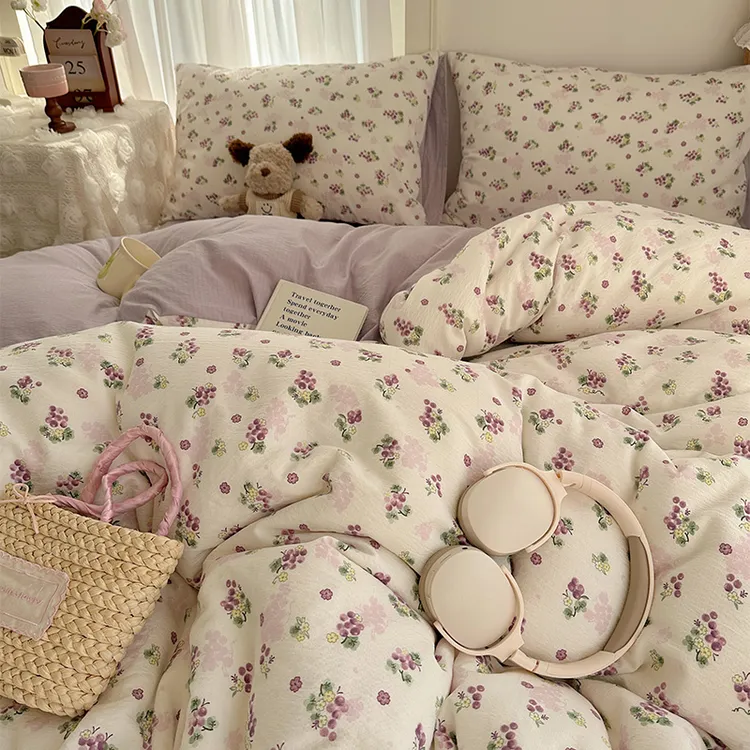 小清新双层纱单件被套150x200x230水洗棉三件套宿舍单人1.5米被罩