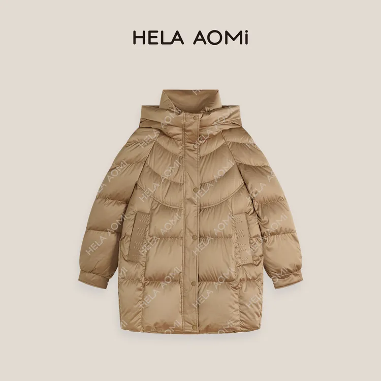 HELA AOMI“云缎锦羽” 90白鹅绒蓬松连帽大口袋羽绒服CY5DM06518