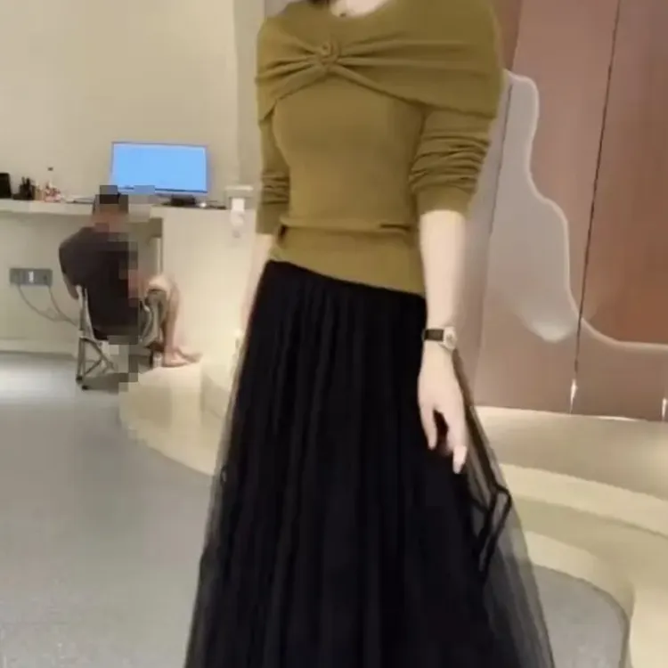 新款时尚轻奢风上衣黑色半身裙女装