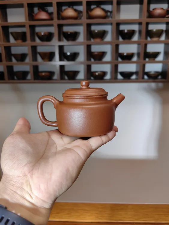 小煤窑原矿朱泥 德钟壶 半手 橘红色 砂粒显 做工细致 160cc