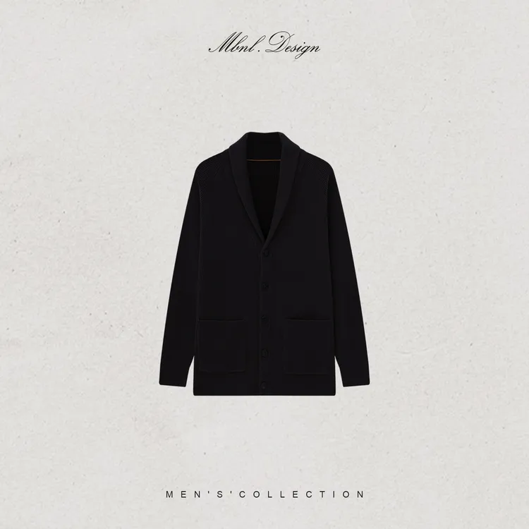 MBNL-F「青果领开衫」秦磊男装26针100羊毛柔软针织开衫LL-WWT0062