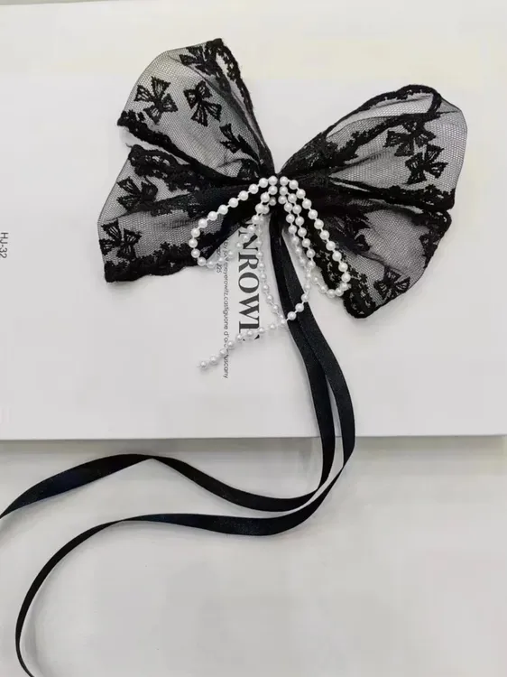 绑带带别针装饰蝴蝶花绑带可做装饰扎带两用带别针蕾丝蝴蝶结