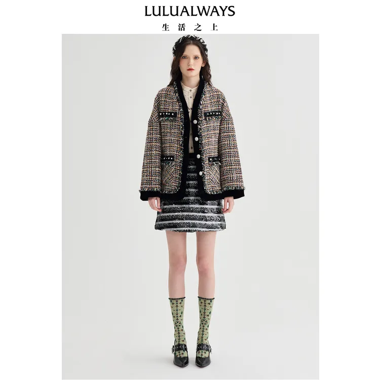 LULUALWAYS【商场同款】24冬季新款优雅通勤直筒宽松小香风外套女