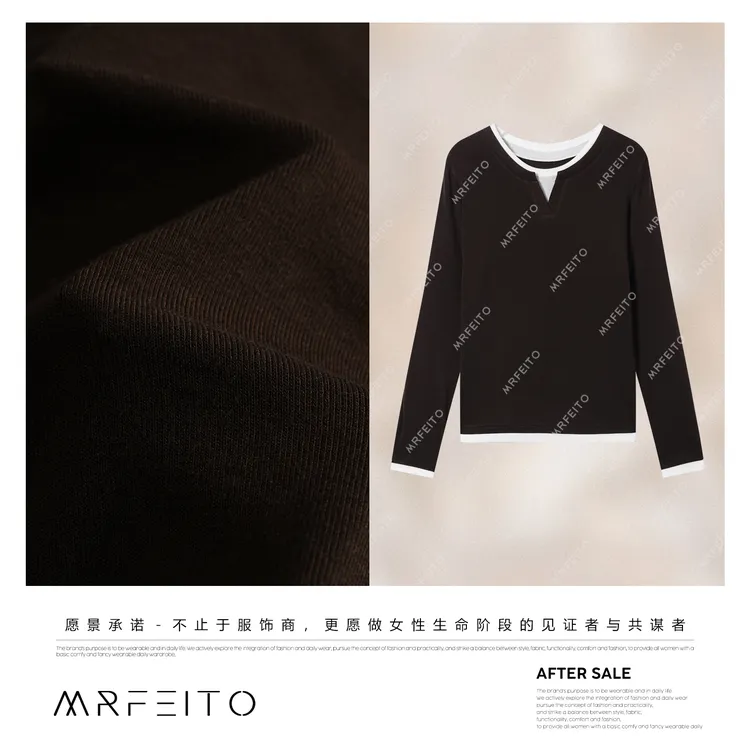 MRFEITO【捡秋】秋季新款简约经典假两件女士针织衫H2M02Q32976