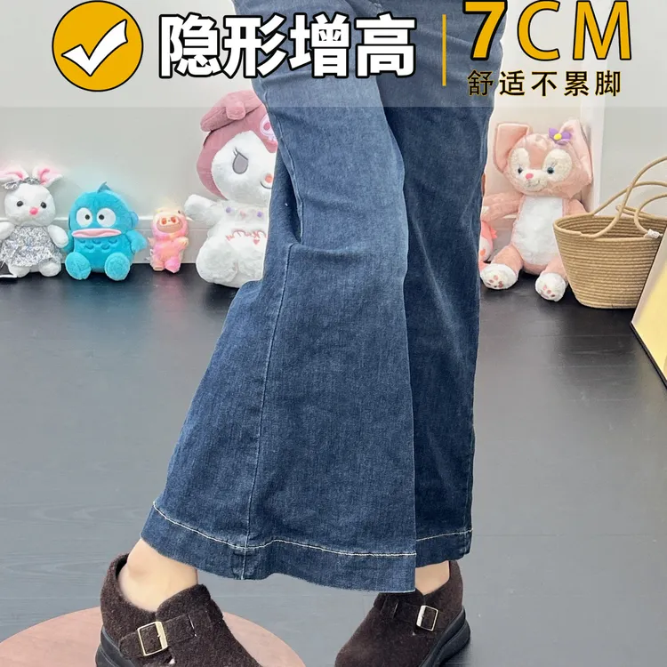 33-38码内增高乐福鞋女复古懒人鞋皮带扣加绒舒适小个子勃肯棉鞋