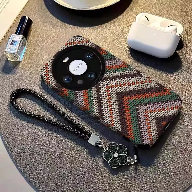 彩色毛衣条纹适用华为mate80手机壳m70air新款m60复古p80高级轻奢