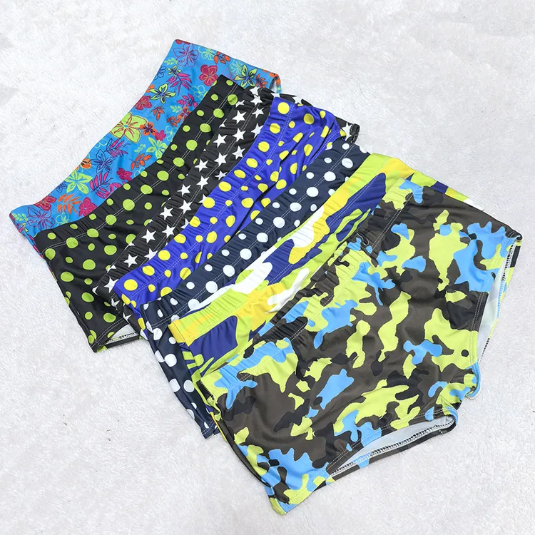 3条装无绳成人男士平角时尚防尴尬游泳裤沙滩裤泳池使用颜色随机