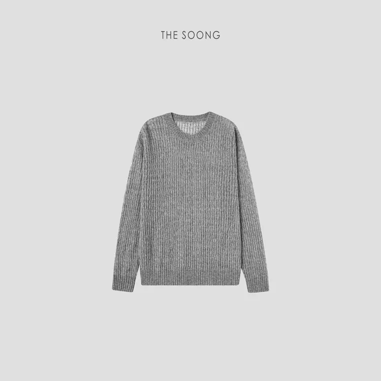 THESOONG|"柔若轻云"山羊绒桑蚕丝七针镂空坑条肌理长袖毛衣Y7783