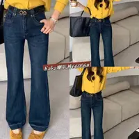 【鞋爱】66006 复古高腰微喇牛仔裤女拖地裤时尚