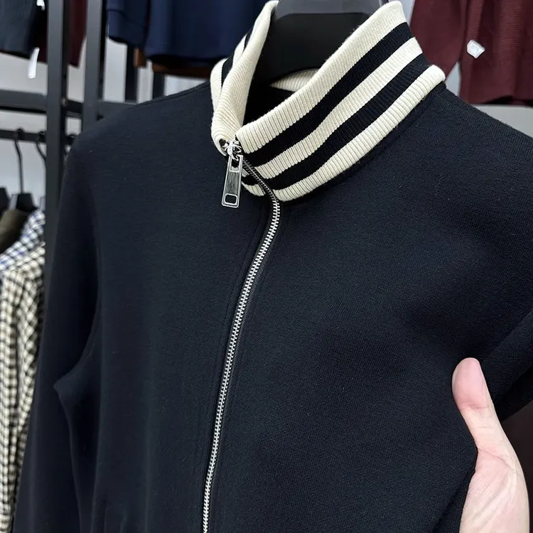 立领拉链外套男秋冬加厚保暖男士夹克运动户外休闲卫衣男装上衣潮