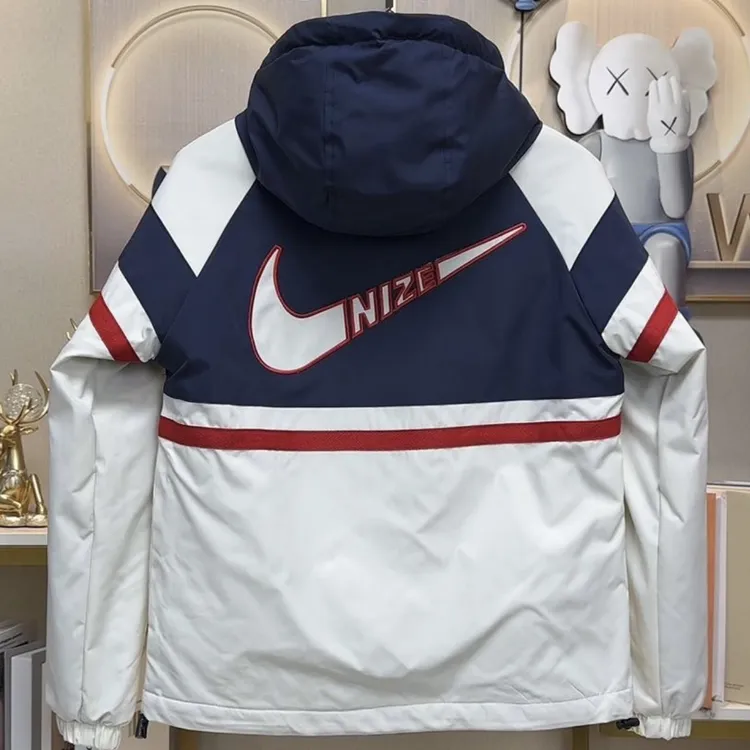 967秋冬新款男士连帽拼色刺绣薄棉服外套时尚百搭