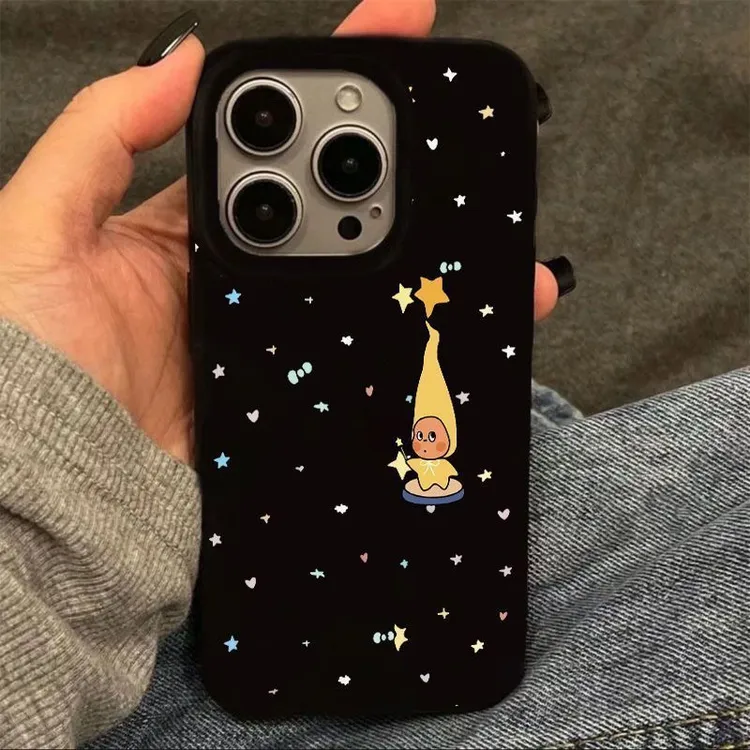 帽子星星人适用苹果17/16Pro防摔手机壳14/15P亮面超薄12/13Pro软