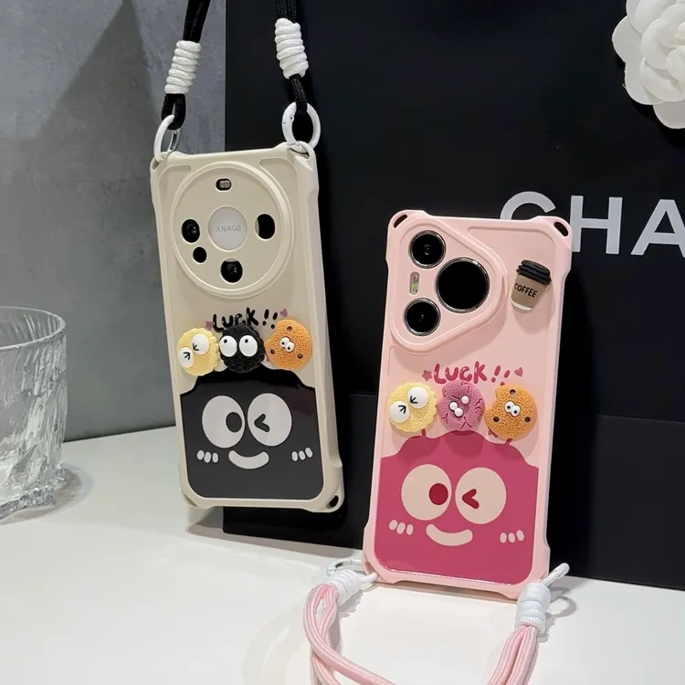 雅天立可爱煤球适用苹果13/16挂绳手机壳iPhone华为vivo小米oppo