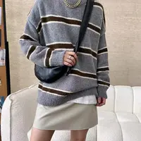 9688条纹慵懒风套头毛衣C4-2-2