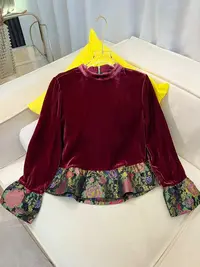 丝绒拉链圆领新中式衬衫显瘦宽松气质
