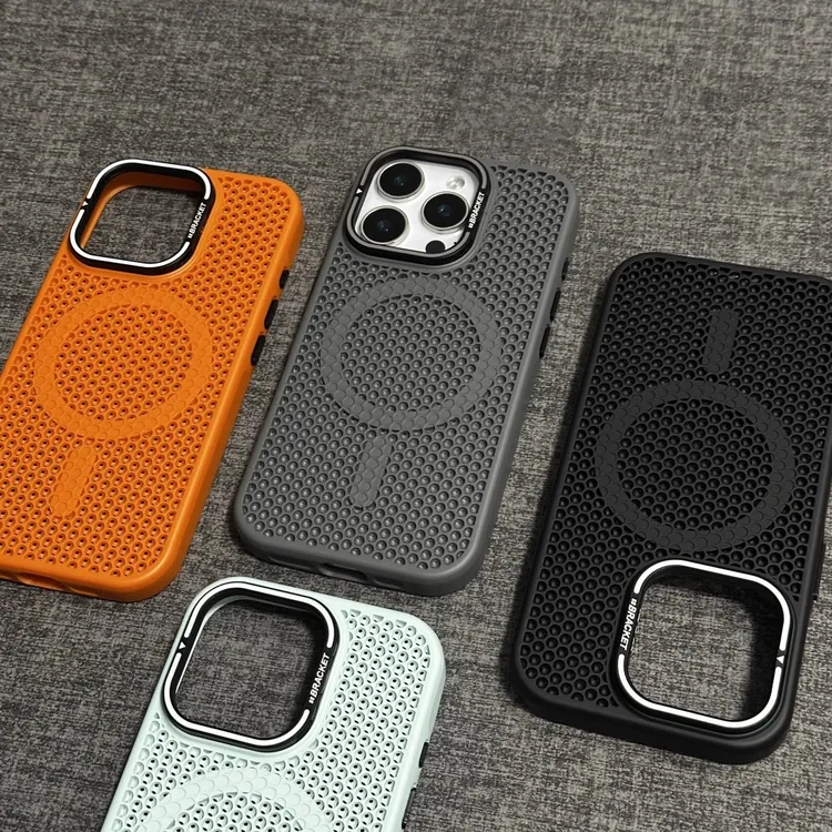 适用苹果16promax手机壳iPhone15维网磁吸超薄网孔透气潮牌保护套