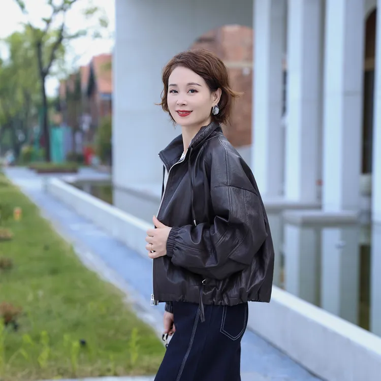 罗蒙2025新款中老年春秋款皮衣外套女短款小个子高级感夹克上衣女