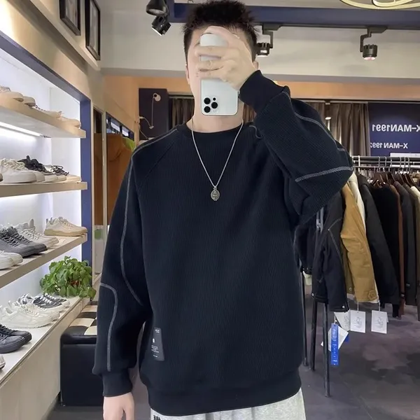 卫衣秋冬圆领冬季男潮百搭秋季打底长袖上衣加厚加绒情侣韩版