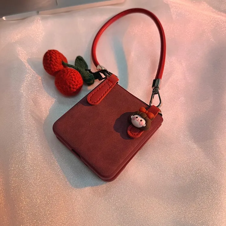 适用荣耀MagicVFlip2手机壳折叠红色羊巴皮新年网红防摔女保护套