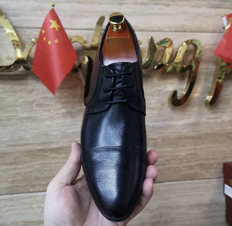 35码起隐形内增高套脚英语伦风休闲尖头皮鞋职场休闲男士真皮单鞋